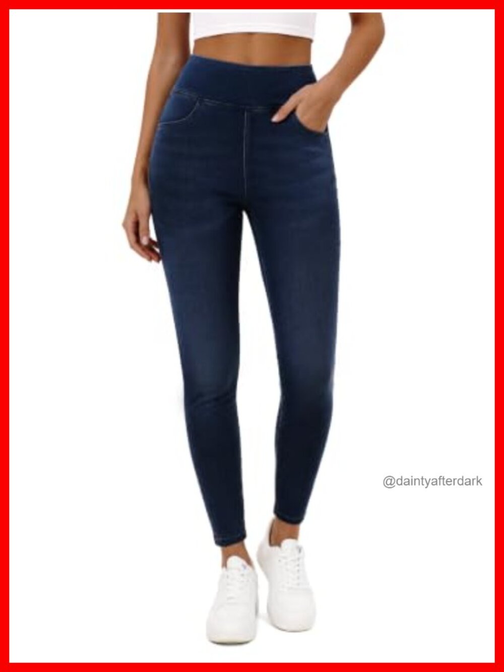 Stretchy Skinny Jeggings with Pockets High Waisted Tummy Control Denim